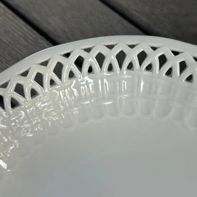Ceramic Antique KPM Reticulated Pierced Porcelain Basketweave Pastry Bowls - Set of 6 For Sale - Image 7 of 11