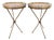 Mid-Century Brass and Marble Faux Bamboo Tripod Side Tables, France, 1950s, Set of 2 For Sale