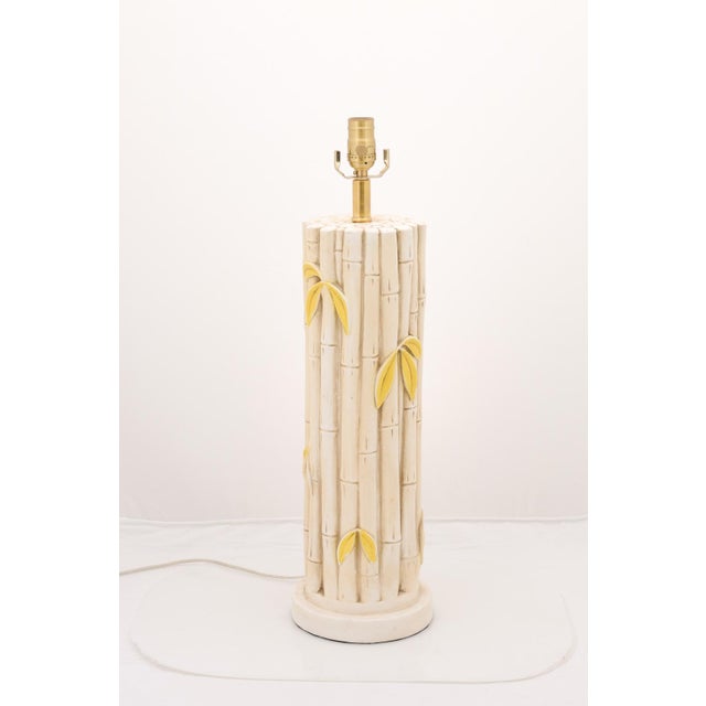 1960s Mid-Century Modern Ceramic Bamboo Motif Lamps - a Pair For Sale - Image 4 of 9