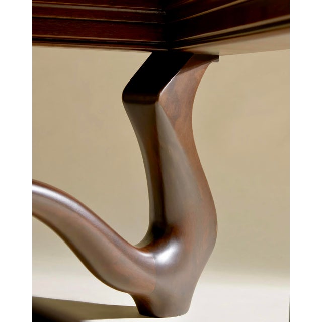 Brown Sculptural Stained Walnut and Glass Coffee Table by Michael Maximo For Sale - Image 8 of 10
