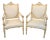 Antique Painted French Neoclassical Armchairs With New Upholstery - A Pair For Sale
