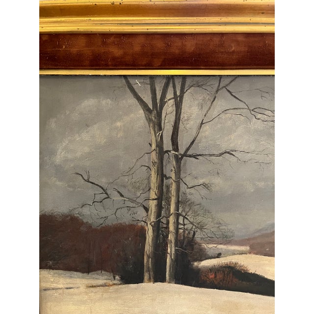 Antique Gold Leaf Solid Wood Oil Painting For Sale - Image 4 of 7