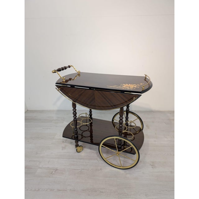 Brown Italian Mobile Bar Cart Table, 1960s For Sale - Image 8 of 17