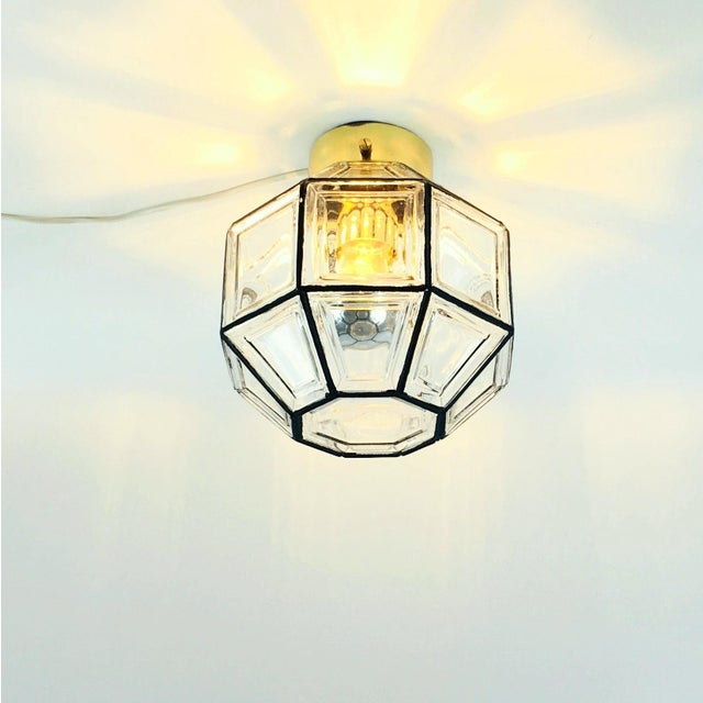 1970s Mid-Century Glass Flush Mount from Limburg, Germany, 1960s For Sale - Image 5 of 10