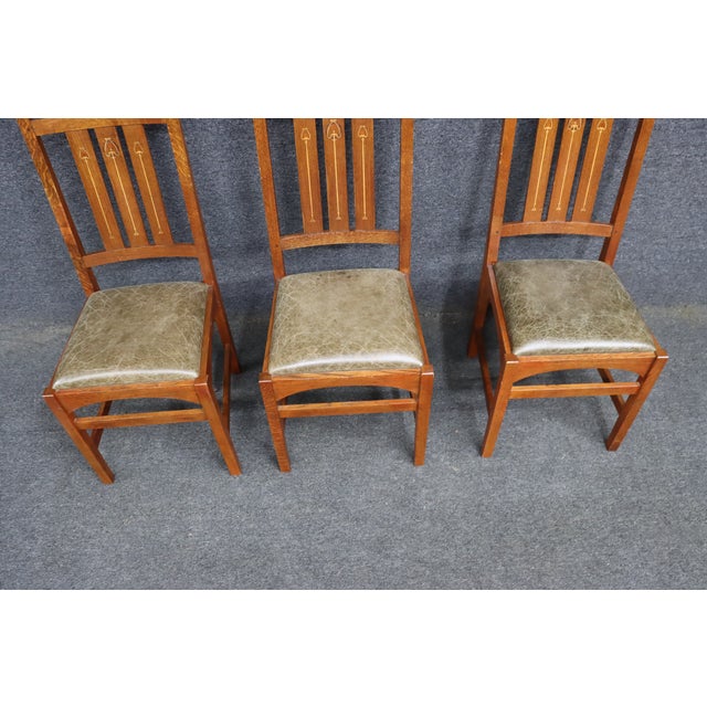 Set of 6 Stickley Harvey Ellis Mission Oak Dining Chairs For Sale - Image 13 of 15