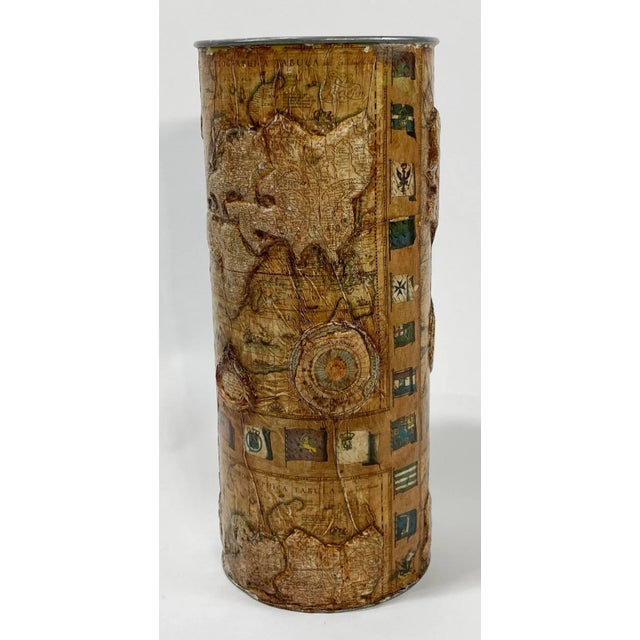 Vintage World Map Raised Relief Umbrella Stand For Sale - Image 4 of 9