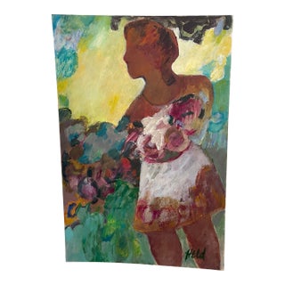 Margaret Held (1933-2016) Abstract Acrylic on Board “Spring in the Meadow” For Sale