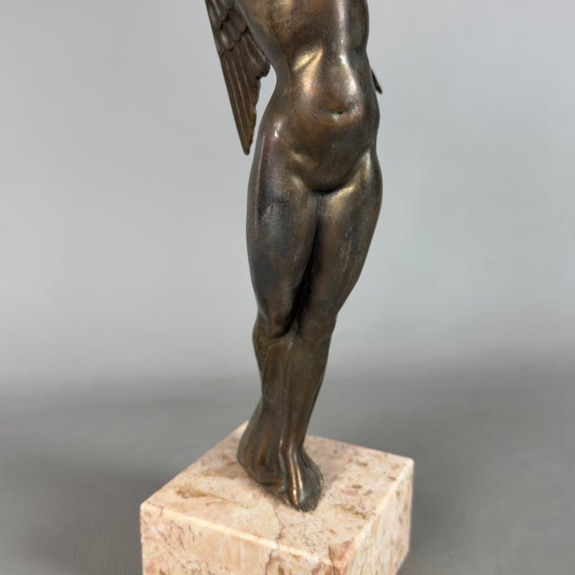 20th Century Nude Goddess Nike Winged Victory Sculpture in Bronze with Marble Base For Sale - Image 5 of 8