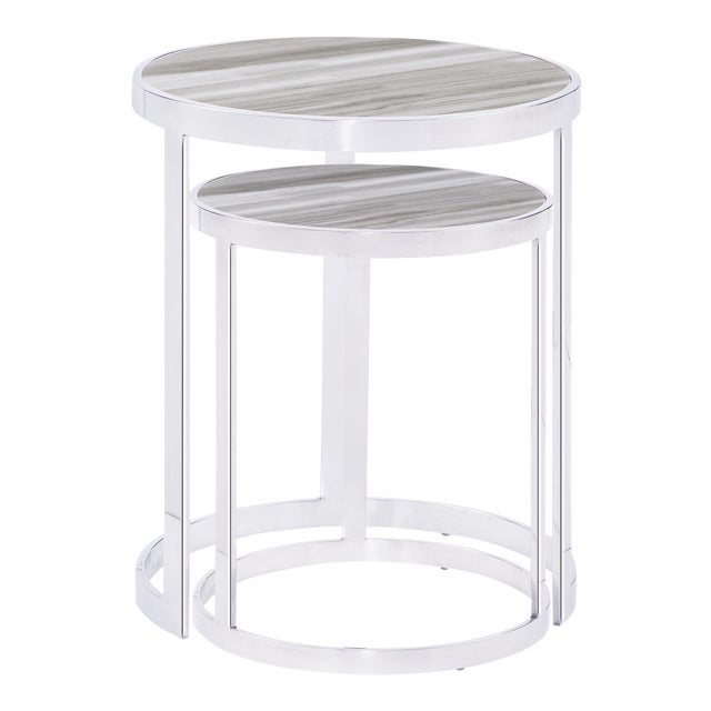 Blink Home White Nesting Tables A Pair Chairish