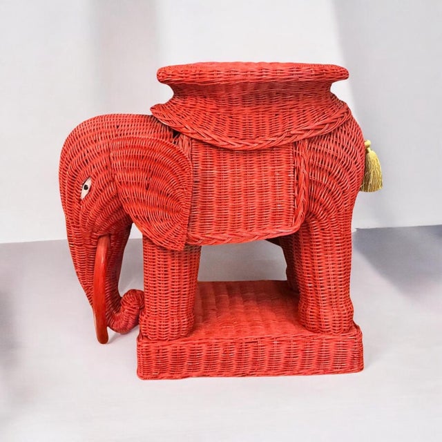 Chinese Export Style Wicker Elephant Side Table / Stool / Garden Seat For Sale In Atlanta - Image 6 of 7