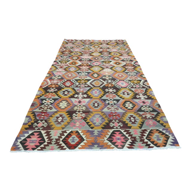 1960s Vintage Turkish Kilim Rug For Sale