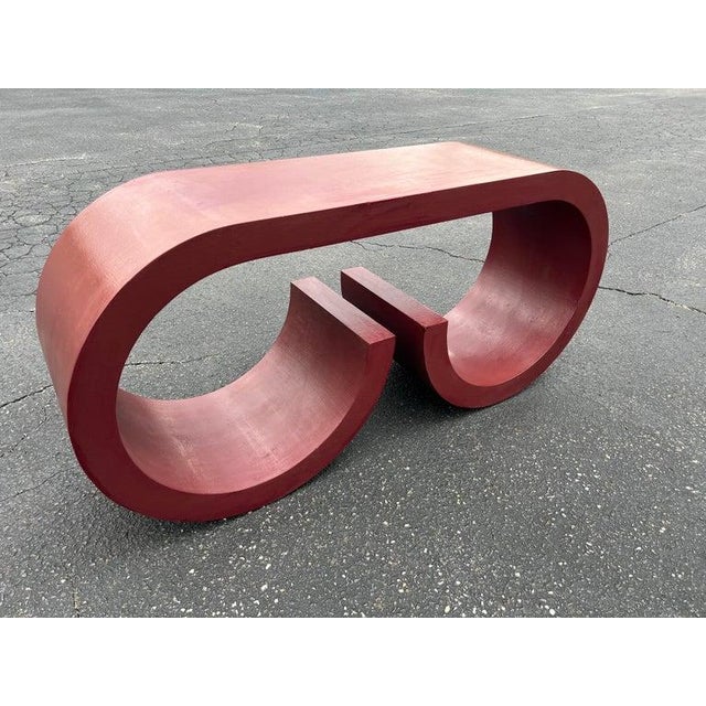 Karl Springer Style Grass Cloth Waterfall Console Table For Sale In New York - Image 6 of 18