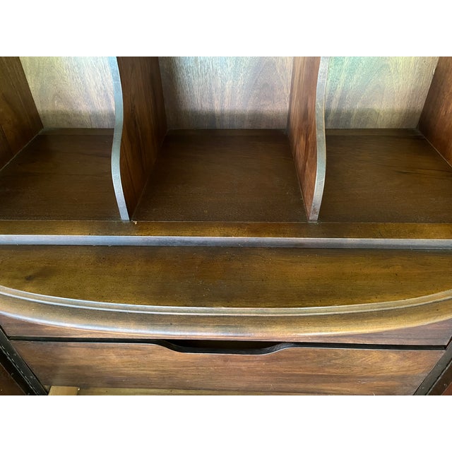 Vintage Spanish Baroque Revival Cabinet | Bonnet Pediment | Reeded Columns For Sale - Image 10 of 12