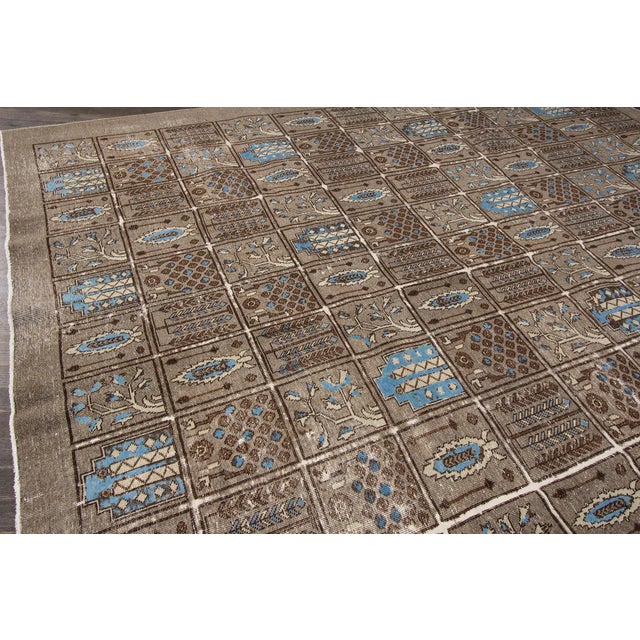Vintage Distressed Persian Tabriz Garden Wool Rug For Sale - Image 4 of 8