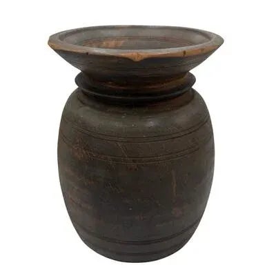 Farmhouse Vintage Indian Wooden Milk Pot For Sale - Image 3 of 5