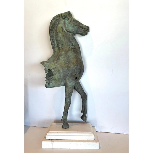 Metal Verdigris Bronze Horse Fragment For Sale - Image 7 of 9