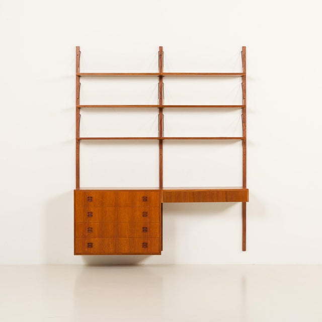 1970s Scandinavian Teak Shelving Unit with Desk, 1970s For Sale - Image 5 of 17