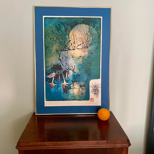 1970s Hoi Lebadang Hand Signed Limited Edition 77/195 Large Silkscreen Framed For Sale - Image 11 of 12