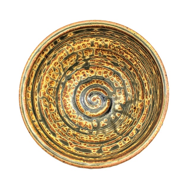 Ceramic Vintage Glazed Stoneware Artist Signed Bowl For Sale - Image 7 of 10