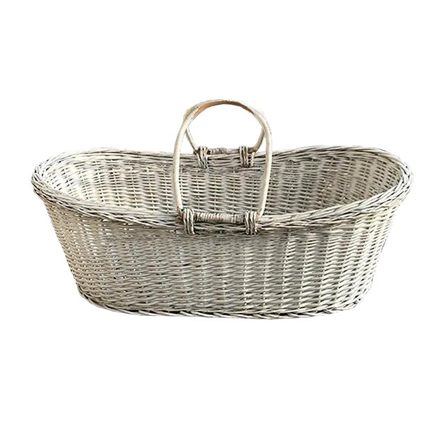 Rustic Wood Basket, 1960s For Sale