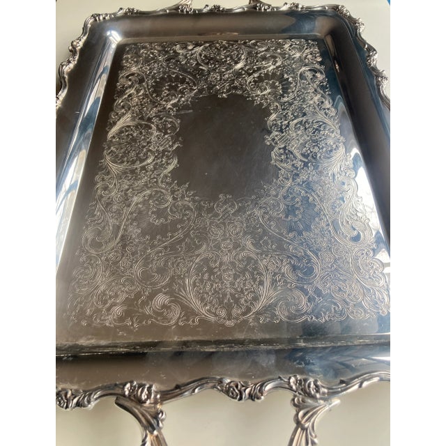 Vintage Webster Wilcox Rose Pattern Silver Plated Tray For Sale In New York - Image 6 of 8
