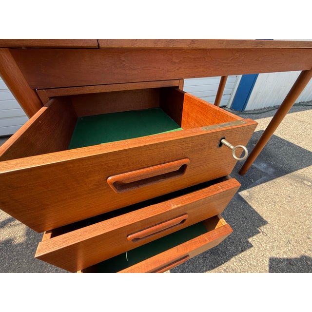Mid-Century Modern Teak Drop Leaf Desk For Sale - Image 10 of 12
