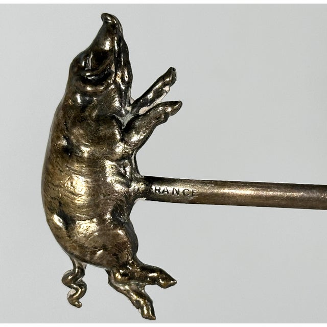 Early 20th Century Antique French Silver Plate Pig Skewer: Figural Food Hatelet Skewer For Sale - Image 5 of 10