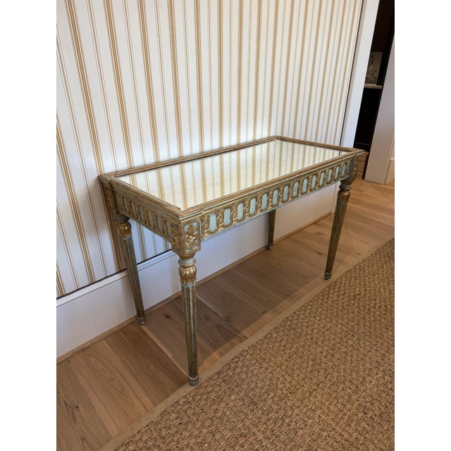Neoclassical Antique Italian Neoclassical Giltwood Console Table With Glass Top For Sale - Image 3 of 4