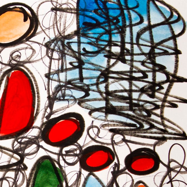 Paper Conversations — Abstract Expressionist Drawing, Oil Markers and Acrylics on Paper, 18 × 24 In For Sale - Image 7 of 9