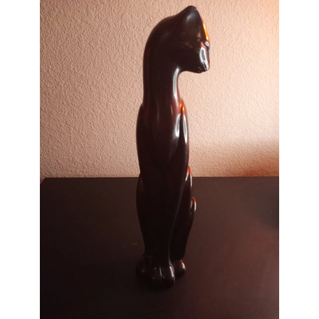 Vintage 1980s Glazed Ironwood Cat Figurine From Thailand For Sale In Dallas - Image 6 of 8