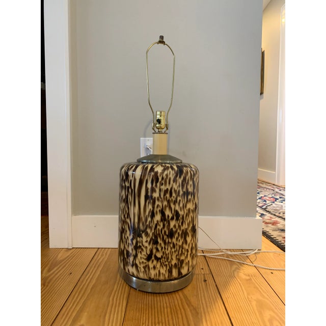 Mid-Century Italian Murano Leopard Pattern Glass Table Lamp For Sale - Image 9 of 9