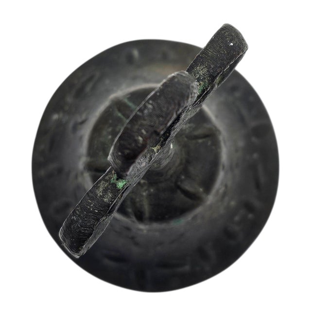 Cast Bronze European Table Bell With Tri-Lobed Handle, 4.5" For Sale - Image 10 of 11