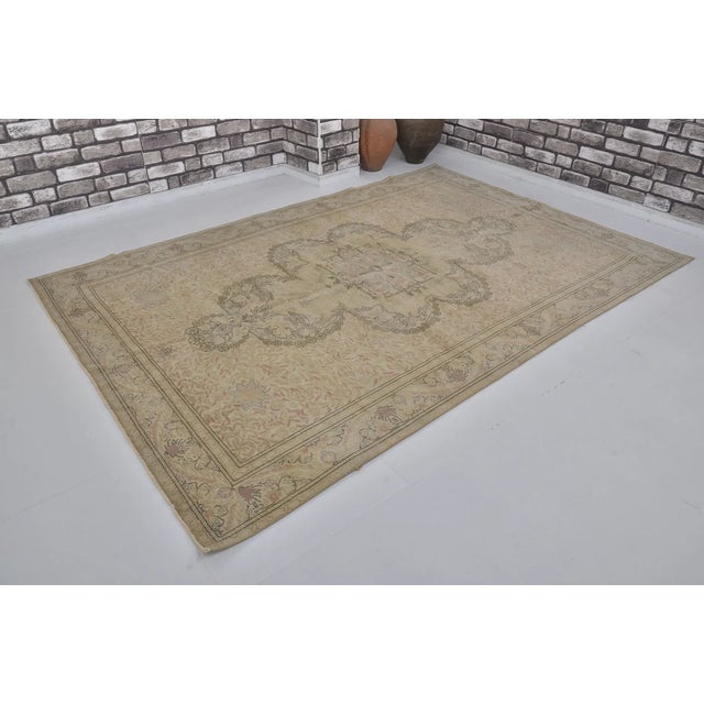 Turkish 1950s Oushak Handknotted Wool Carpet For Sale - Image 3 of 10