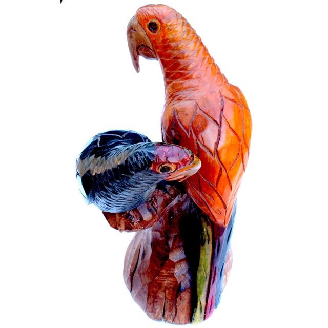 Wood Hand-Carved Hardwood Macaw Parrot Sculpture Vintage 1970s - Peruvian For Sale - Image 7 of 14