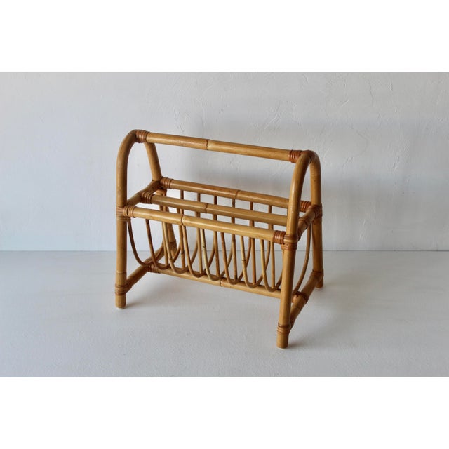 Mid-Century French Style Bentwood Bamboo Rattan Magazine Book Newspaper Rack Caddy Vintage For Sale - Image 9 of 12