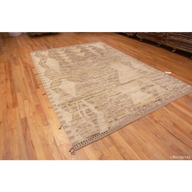 An Artistic Modern Room Size Tribal Geometric Brown Earth Tone Color Area Rug, Country Of Origin: Central Asia, Circa...
