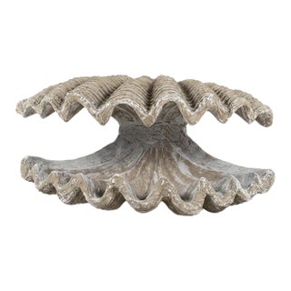 Monumental Resin Giant Clam Shell Garden Statue & Planter Accent For Sale