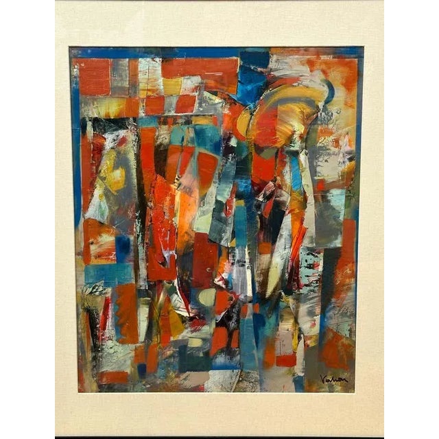 Modern Colourful Red, Blue and Yellow Abstract Painting by Vahan Yervadyan For Sale - Image 3 of 12