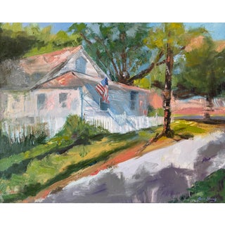 On the Corner, Original Oil Painting by Julia Lawing For Sale
