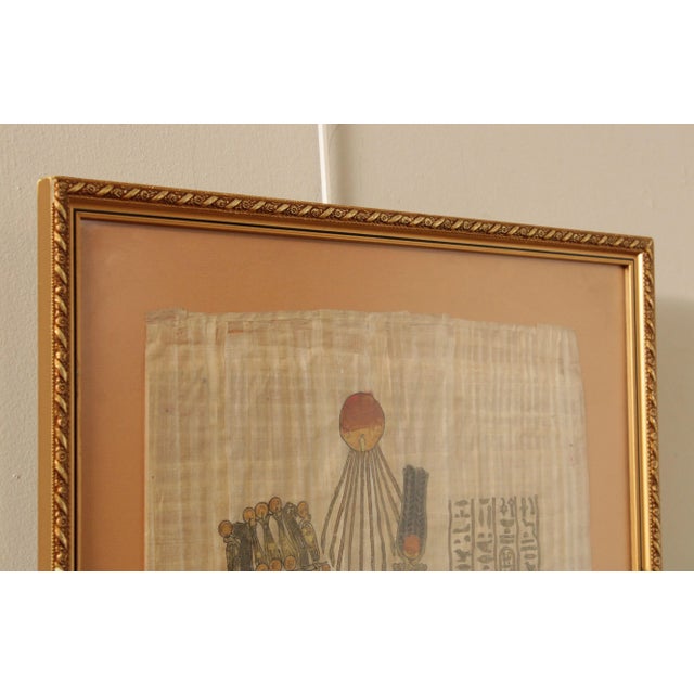 Late 20th Century Vintage Egyptian Style 'Tutankhamun Anointed by Wife' Papyrus For Sale - Image 5 of 13