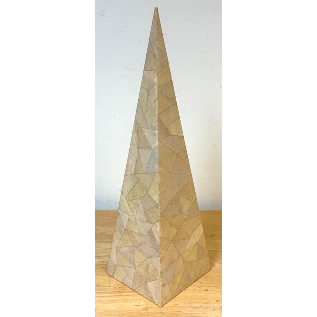 Modern Large Inlaid Specimen Shagreen Obelisk Attributed to R & Y Augousti For Sale - Image 3 of 14