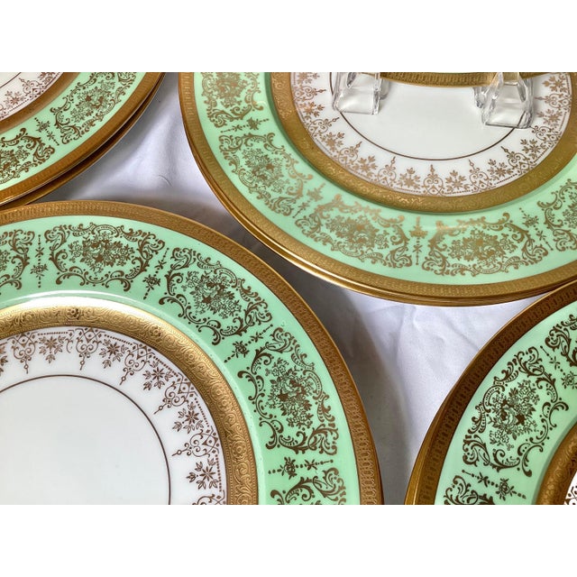 Mid 20th Century Apple Green and Gilt Service Plates - Set of 11 For Sale In Philadelphia - Image 6 of 8