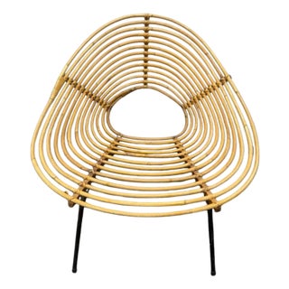 Iconic Rattan Mid-Century Modern Lounge Chair for Rohe, 1950s For Sale