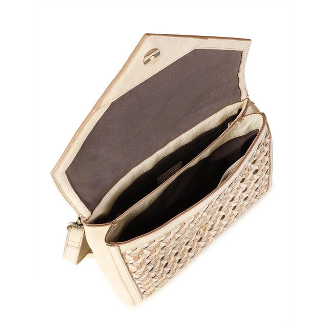 Contemporary Rafe Jamie Woven Leather Envelop Clutch in White For Sale - Image 3 of 6