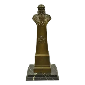 Antique Bronze and Marble 23" Bust of Elizabethan Man by Arthur Konn, C. 1920