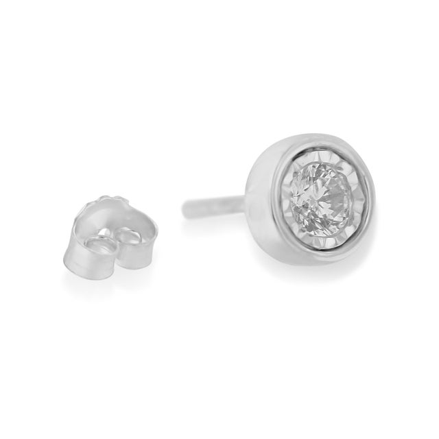 10K White Gold 3/8 cttw Diamond Floral Stud Earrings (I-J Color, I2-I3 Clarity) For Sale - Image 4 of 5