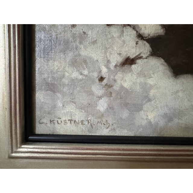 1900 - 1909 Winter Landscape by Carl Kustner, Oil Painting on Canvas C. 1910 For Sale - Image 5 of 7