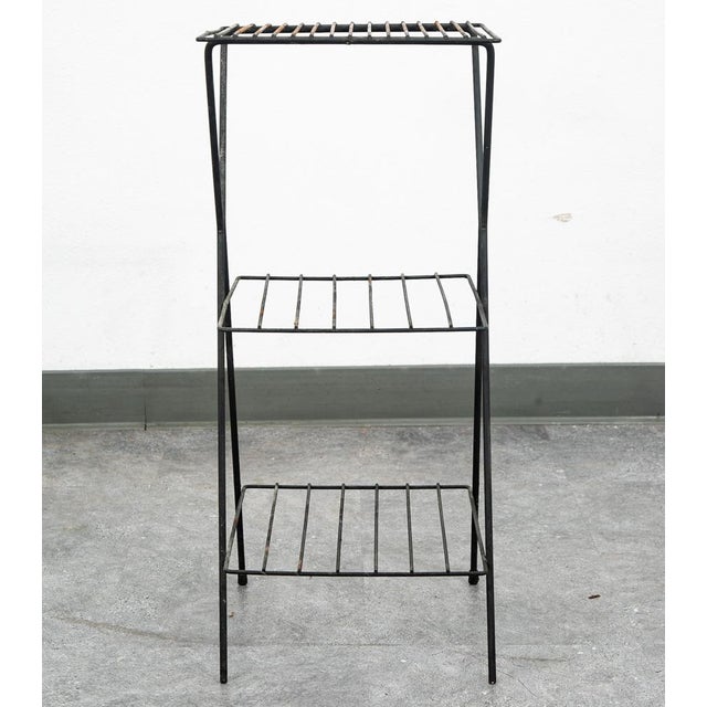 Mid-Century Modern Mid Century Modern Plant Stand Metal Wrought Iron Vintage Outdoor Indoor 3 Tier For Sale - Image 3 of 12