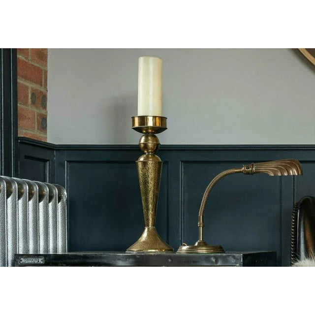 Hand-Hammered Brass Arts & Crafts Candleholder For Sale - Image 4 of 5