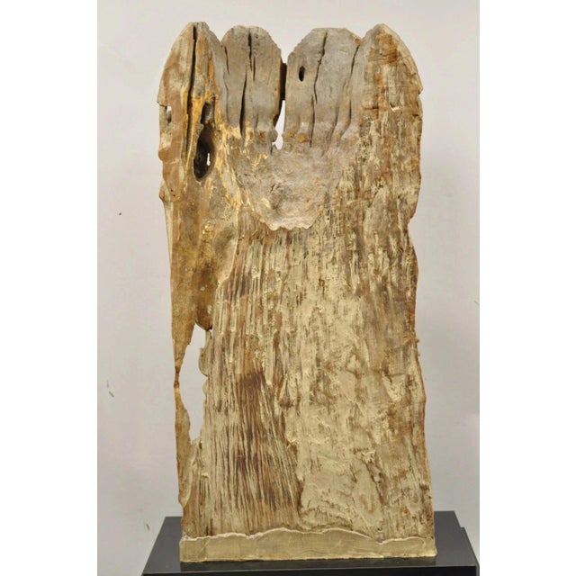 Vintage Burmese Carved Wood Oriental Large Figural Statue Sculpture on Base For Sale - Image 9 of 12